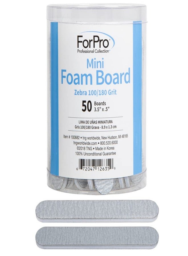 ForPro Professional Collection Mini Foam Board, Zebra, 100/180 Grit, Double-Sided Manicure Nail File, 3.5” L x .5” W, 50-Count - Image 1
